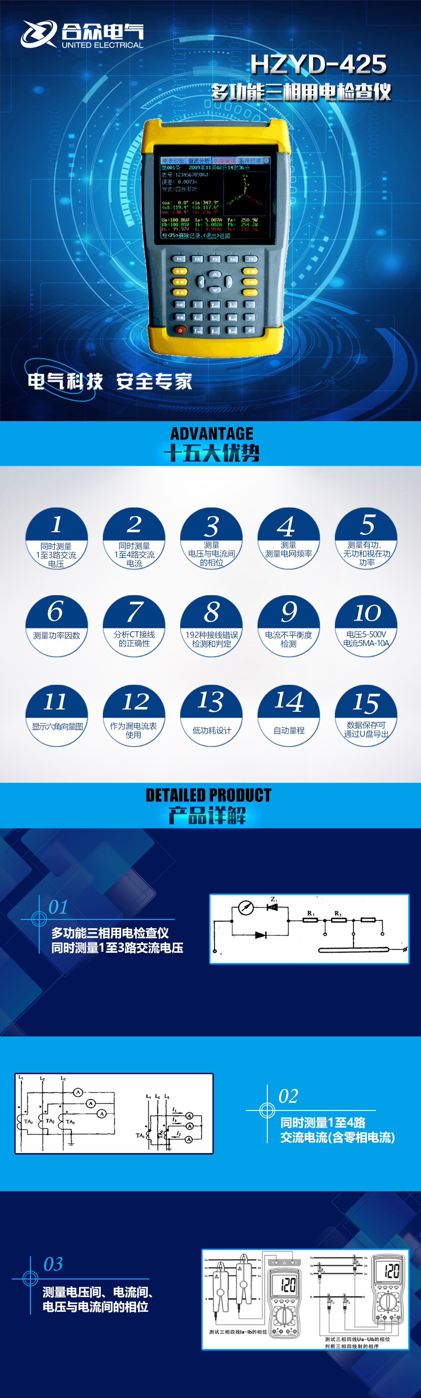 HZYD-425多功能三相用电检查仪
